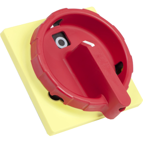 Schneider Electric Disconnect Switch Operator; low profile; selector; single hole; 3 padlocks; 60x60mm; red/yellow